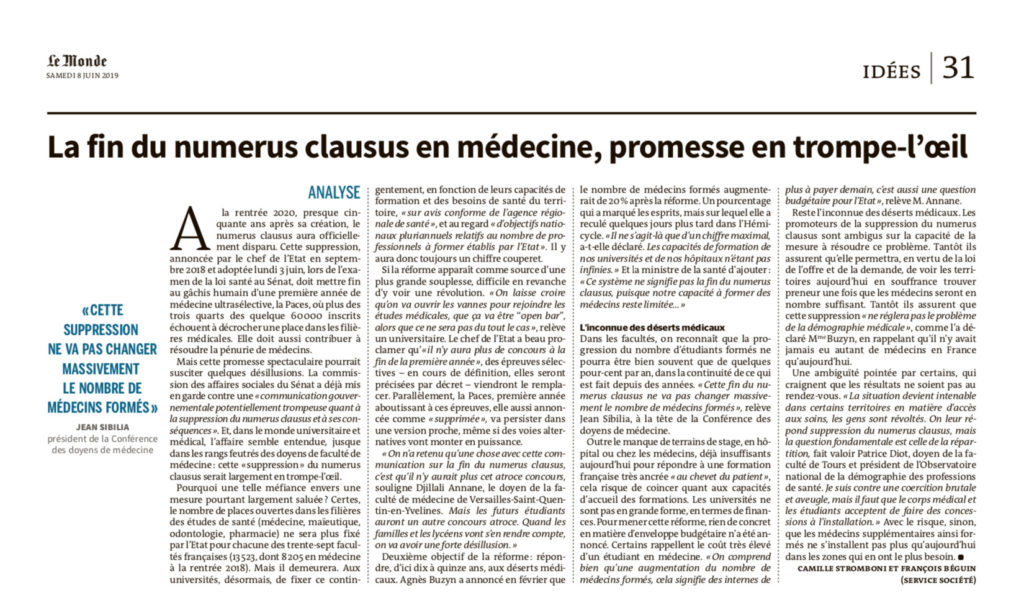 la fin du numerus clausus en médecine avec cours galien